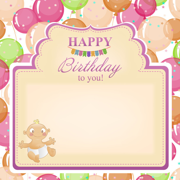 Childrens congratulatory background with a birthday for girls.  - Vector, Image