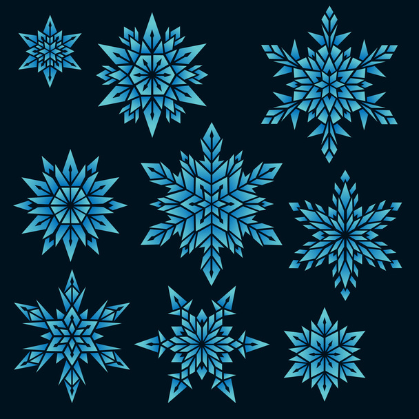 Copos de nieve geométricos azules
 - Vector, Imagen