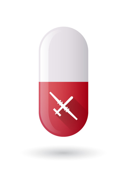 Red pill icon with a war drone - Vettoriali, immagini