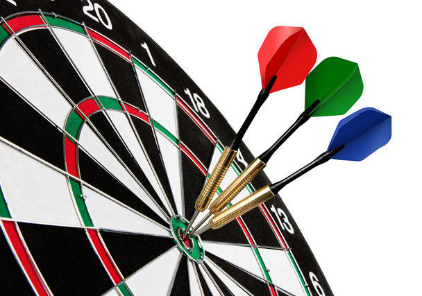 Colorful darts hitting a target - Photo, Image