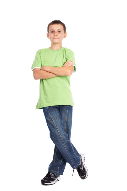 Boy in green t-shirt - Foto, afbeelding