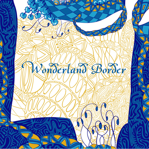 Wonderland hranice v modrém - Vektor, obrázek
