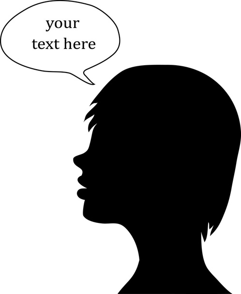 Female face silhouette in profile - Vector, afbeelding
