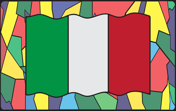Ιταλική σημαία στο λεκιασμένο γυαλί  - Διάνυσμα, εικόνα