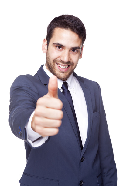 Happy smiling businessman with thumb up - Fotoğraf, Görsel