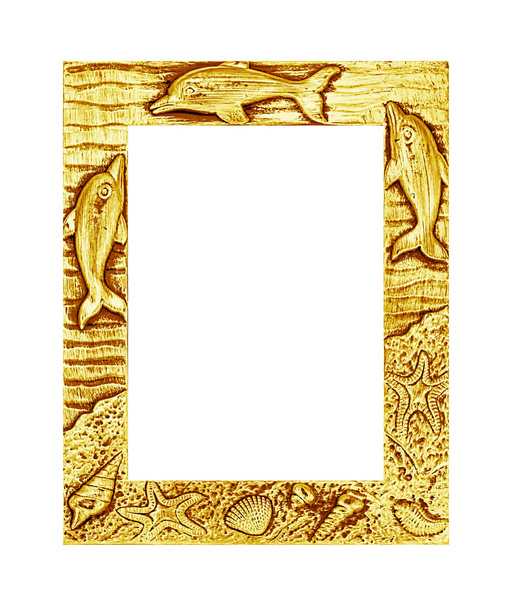 Antik arany keret elszigetelt fehér háttér, nyírás útvonal - Fotó, kép