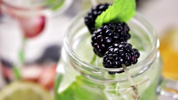 Water made with organic citruses and berries - Video, Çekim