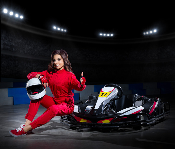 Young girl karting racer - Zdjęcie, obraz