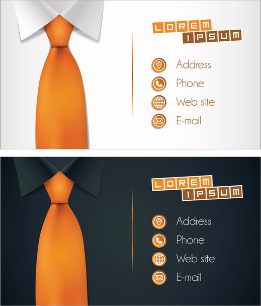 Visitenkartendesign, Hemd und Krawatte - Vektor, Bild