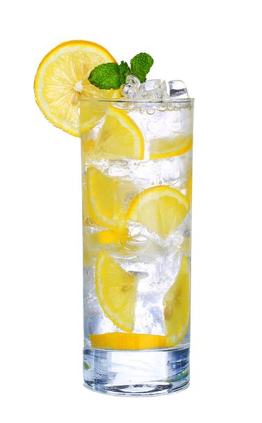 Glass Of Cold lemon cocktail with ice isolated on white background - Zdjęcie, obraz