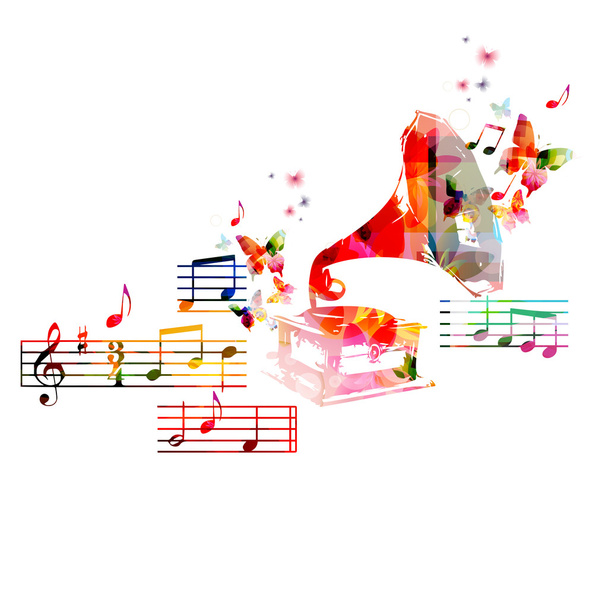 music background design with phonograph - Vektor, kép