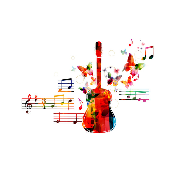 music background with guitar - Vector, Image