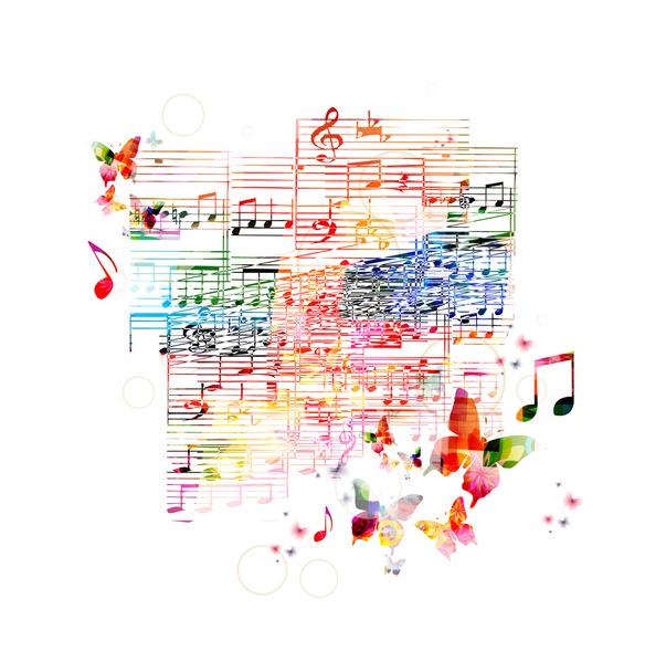 music background with butterflies - Vettoriali, immagini