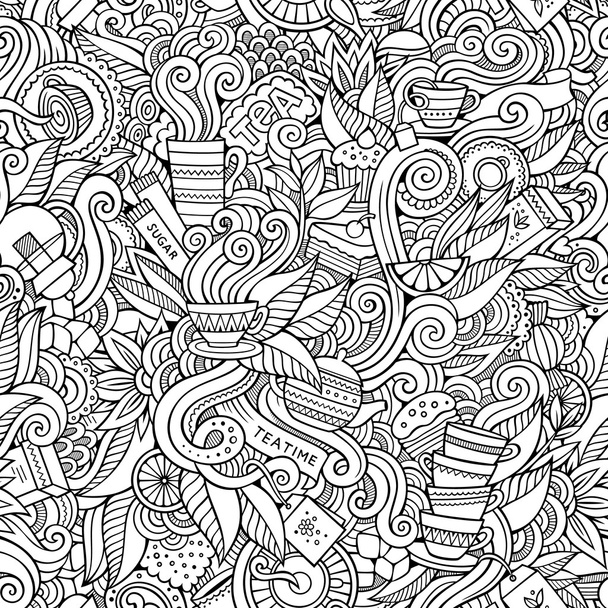 nahtlose Teekritzeleien abstraktes Muster - Vektor, Bild