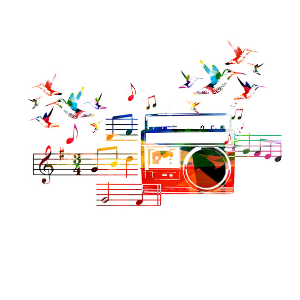radio design with hummingbirds - Vecteur, image