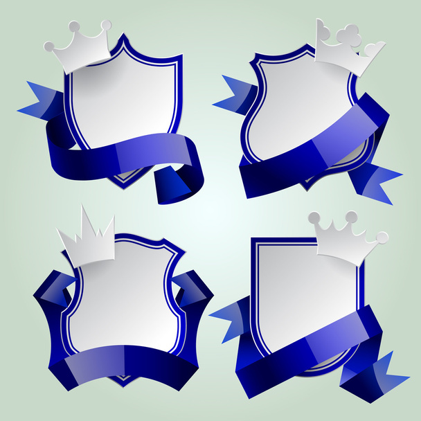 Badge set with ribbon and crown. - Vector, Image