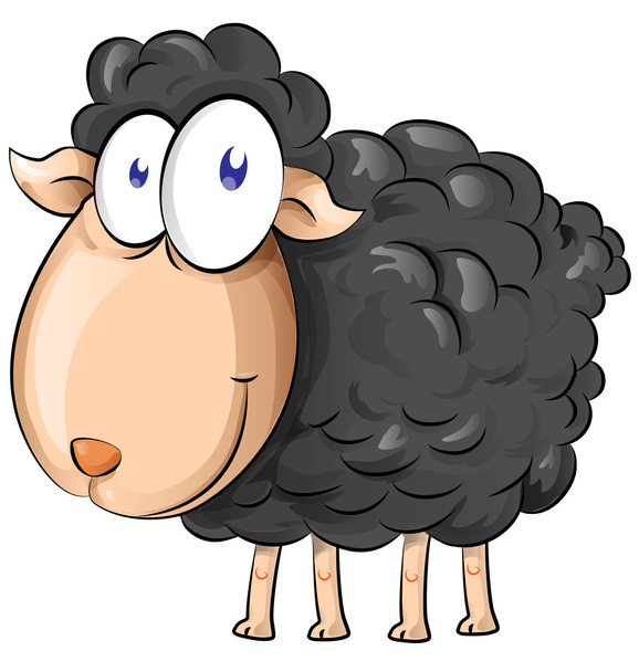 черный овечка мультфильм изолировать на белом фоне
 - Вектор,изображение