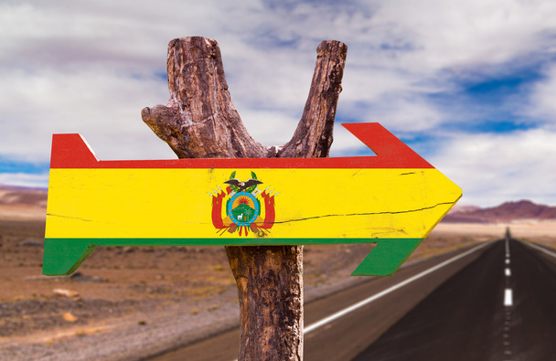 Bandera de Bolivia signo de madera
 - Foto, Imagen