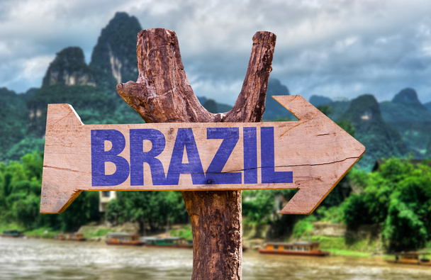 Brasil sinal de madeira
 - Foto, Imagem