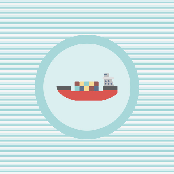 Hajó színes lapos ikon - Vektor, kép