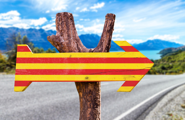 Vlag van Catalonië houten teken - Foto, afbeelding