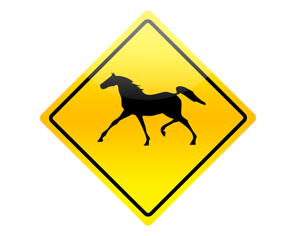 Horses on road warning sign. - Foto, imagen