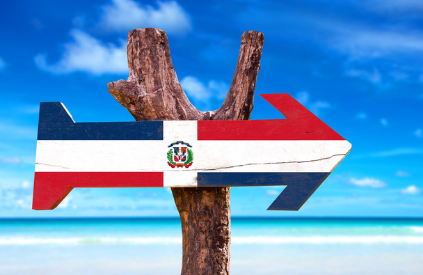 République dominicaine Drapeau signe en bois
 - Photo, image