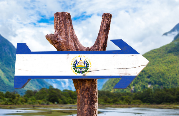 El Salvador Bandera de madera
 - Foto, Imagen