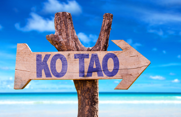 Drewniany znak Ko Tao - Zdjęcie, obraz