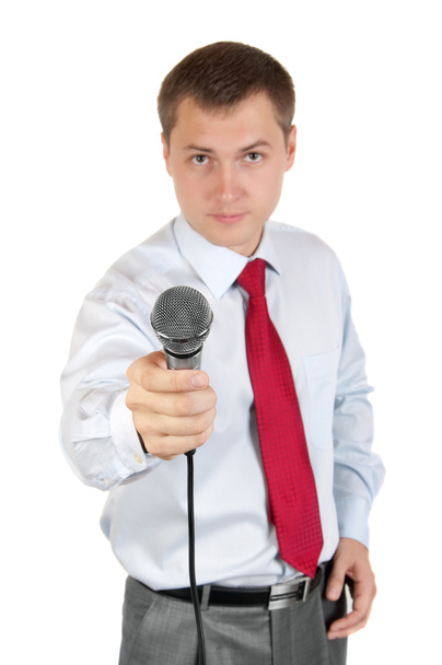 Journalist with microphone - Фото, зображення