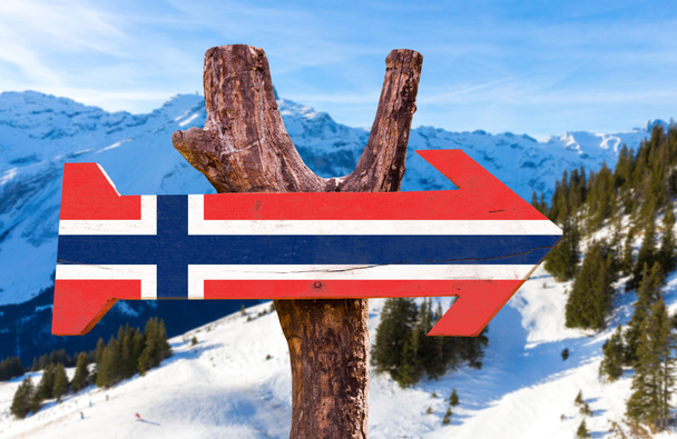 Norwegische Flagge Holzschild - Foto, Bild