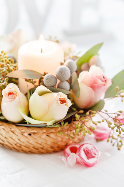 Nice flowers and candle - Fotoğraf, Görsel