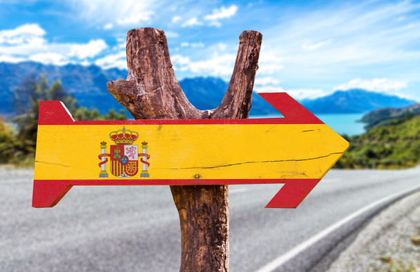 Espanja Lippu puinen merkki
 - Valokuva, kuva