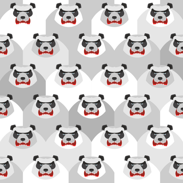 Angry Panda. Seamless vector pattern of ferocious bears. Vector  - Vektor, obrázek