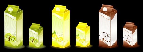 Set of packing milky products with fruit - vector illustration - Vector, Image