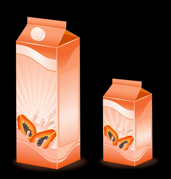 Design of packing milky products with fruit - vector illustration - Vector, Image