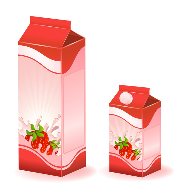 Design of packing milky products with fruit - vector illustration - Vector, Image