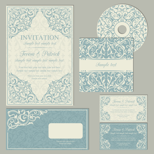 Classic business cards or invitations set - Vector, imagen