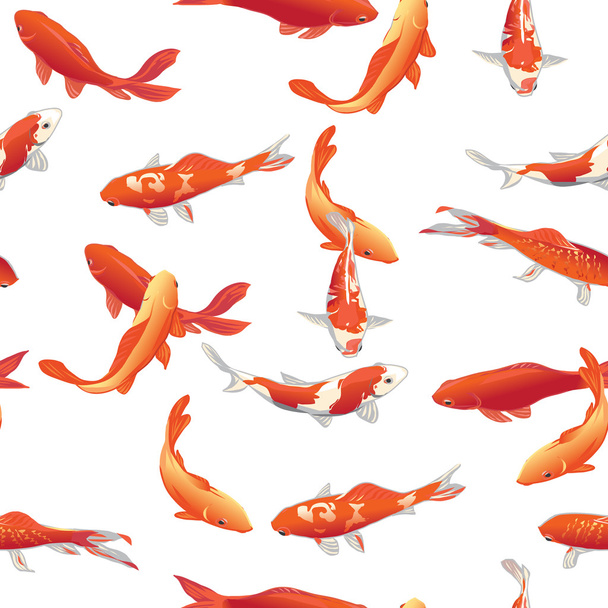 Golden koi fishes seamless vector print - Вектор,изображение