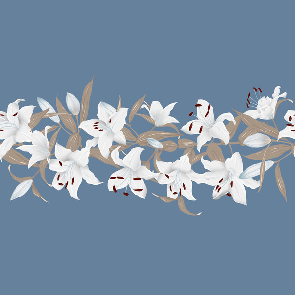 Lilies autumn horizontal seamless vector banner - Вектор, зображення