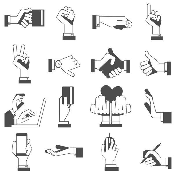 Conjunto de iconos de mano negro
 - Vector, imagen