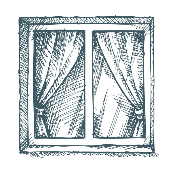 White window. Vector sketch - Vector, Image
