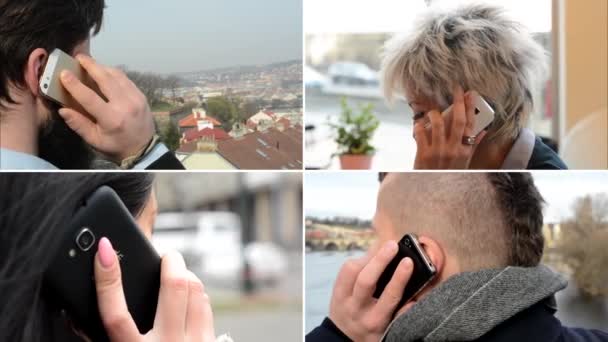 Kompilacja 4K (Montage)-ludzie telefon z telefonem komórkowym - Materiał filmowy, wideo