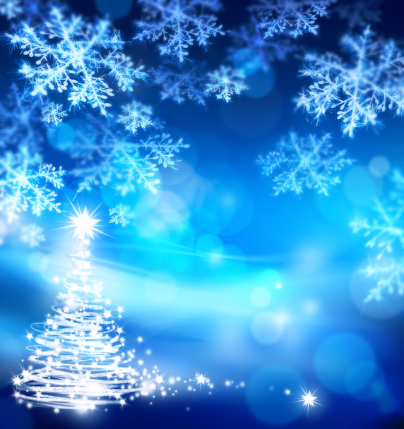 kunst abstracte Kerstmis blauwe achtergrond - Foto, afbeelding