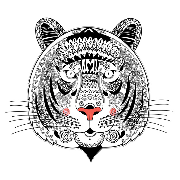 Díszítő tigris portré - Vektor, kép