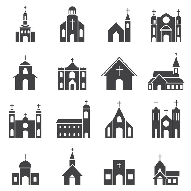 iglesia edificio icono vector conjunto
 - Vector, Imagen