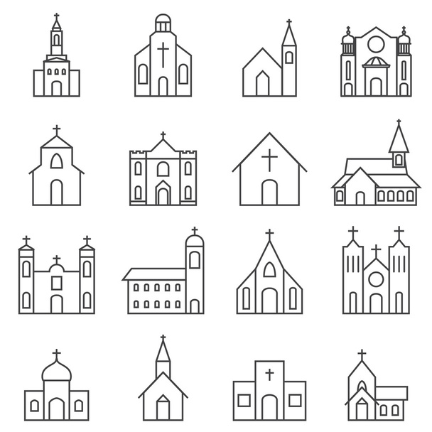 iglesia edificio icono vector conjunto
 - Vector, Imagen