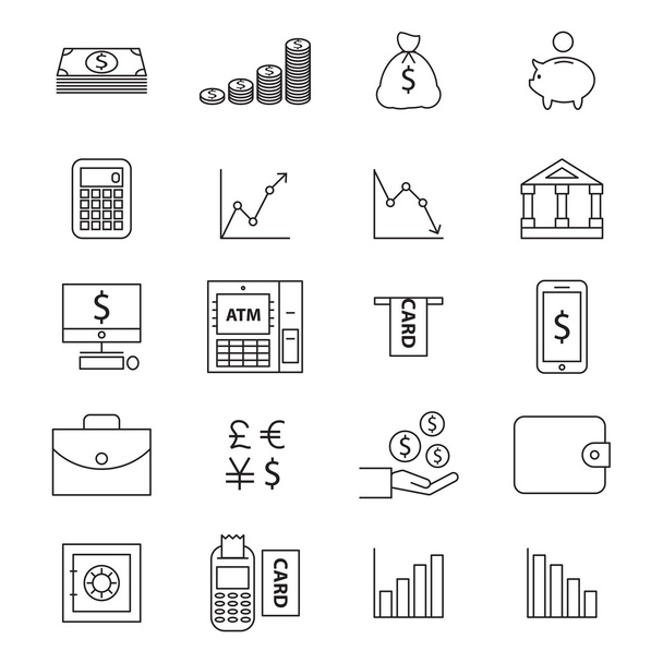 Money line  icon set - Вектор,изображение