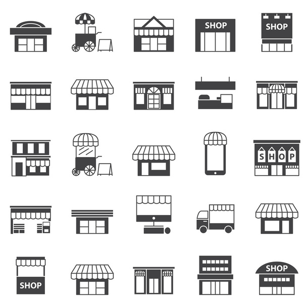 conjunto de iconos de tienda y construcción
  - Vector, Imagen