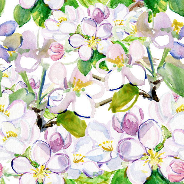 Seamless patterns with cherry flowers - Photo, Image